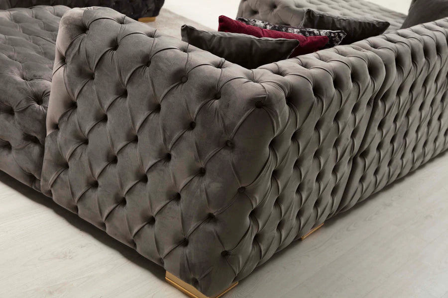 Golf Double Chase Sectional - Velvet Gray
