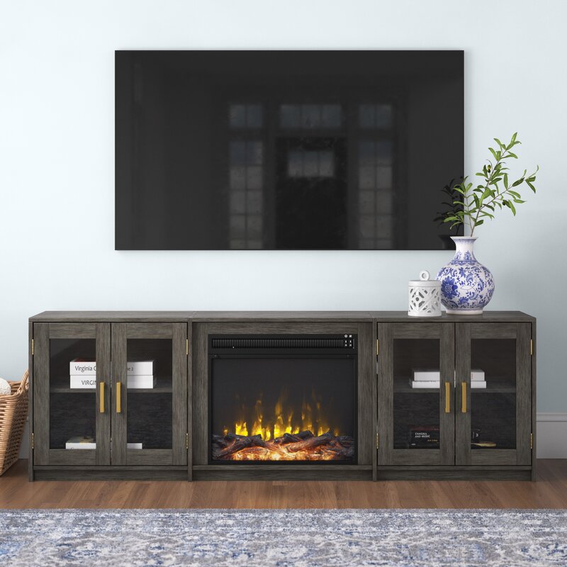Twin Star Home 80 Freestanding Wooden Electric Fireplace TV, 45% OFF