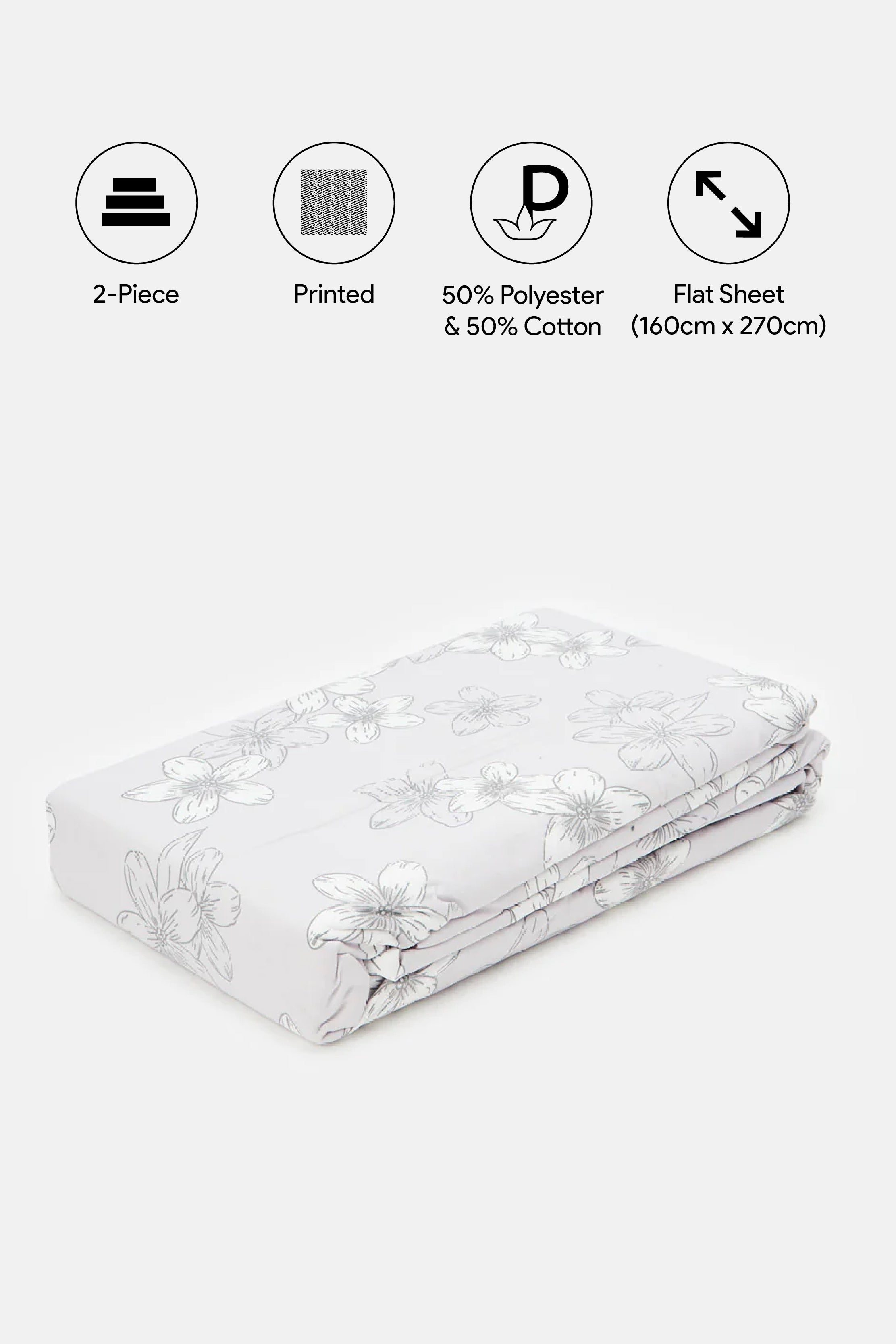 

Lilac Floral Print Flat Sheet (Single Size)