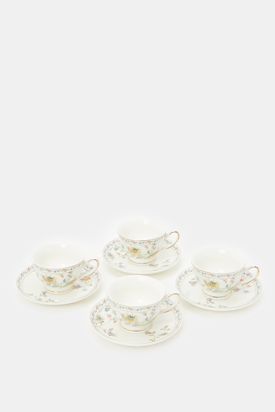 

White Floral Print Espresso Set (8 Piece)