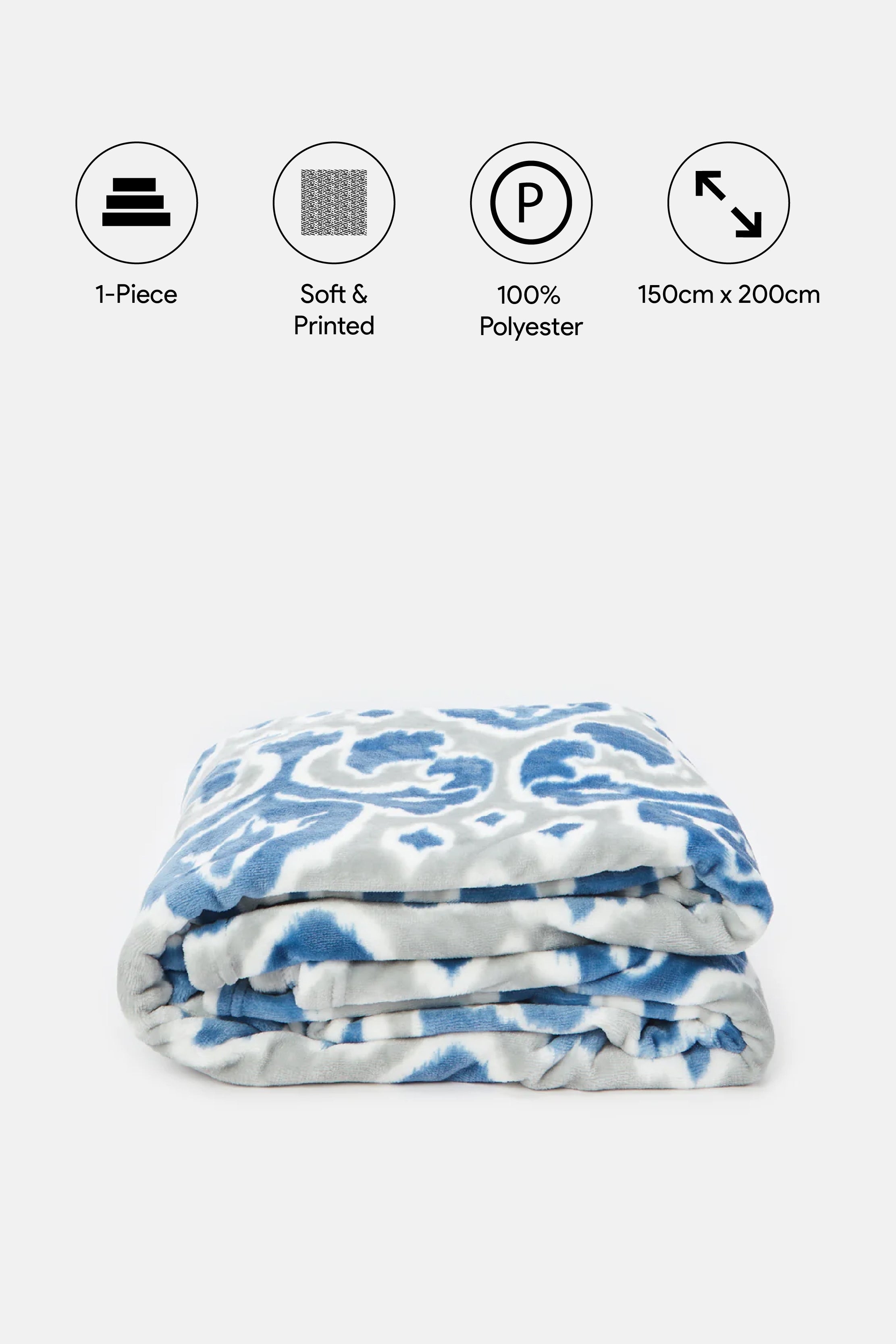 

Blue Damask Print Ultra Soft Blanket (Single Size)