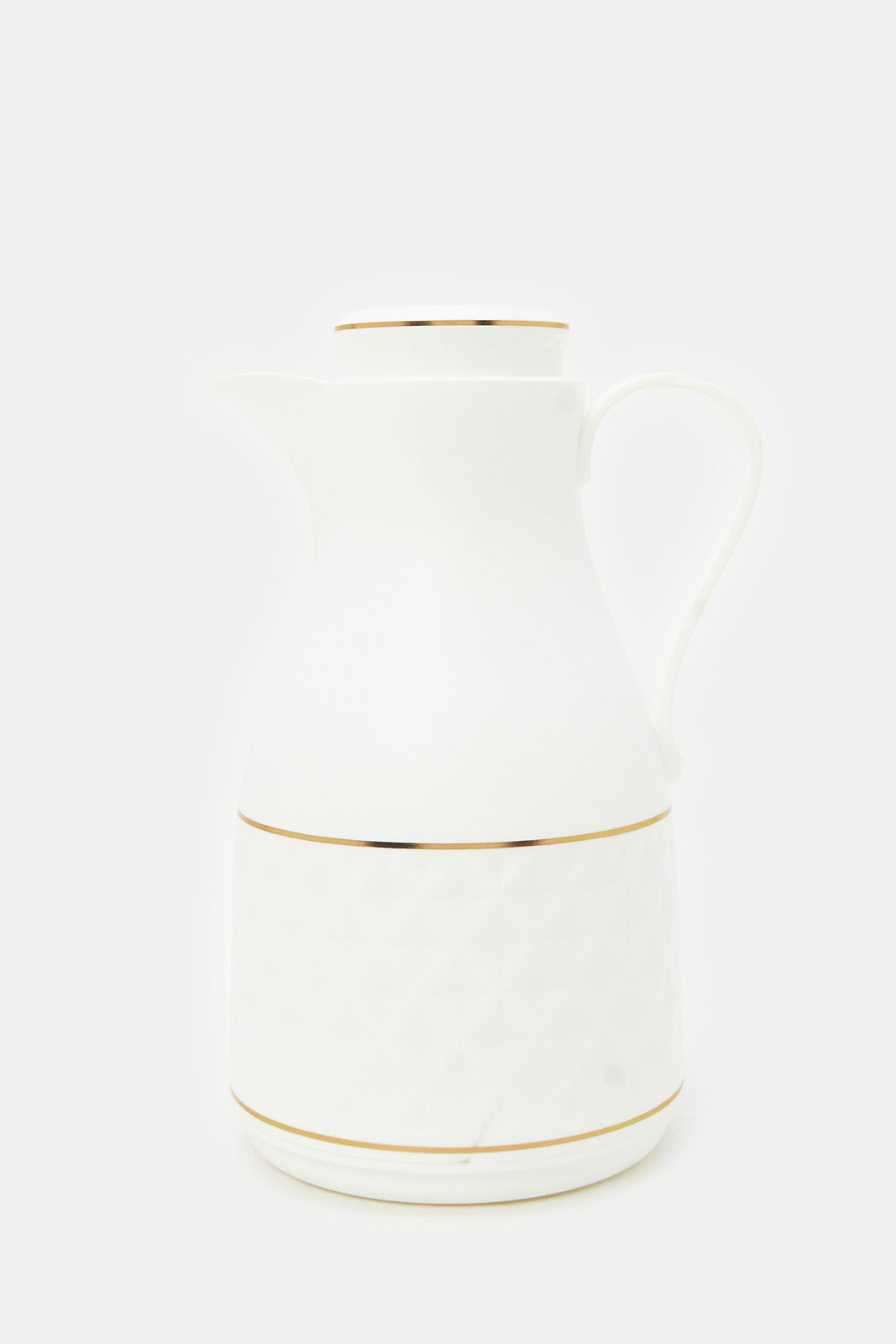 

White Embellished with gold rim Vacuum Flask