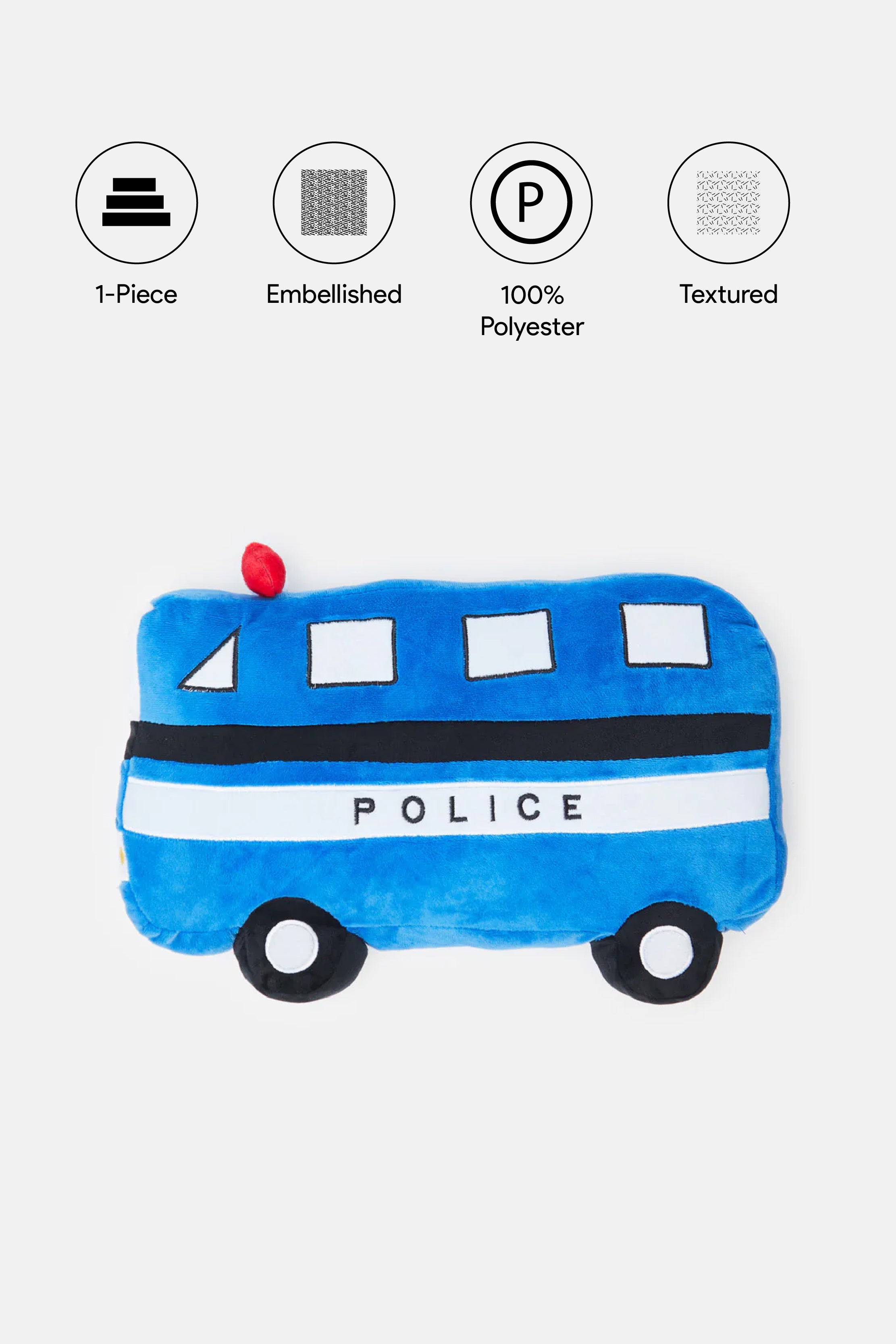 

Blue Police Bus Kids Cushion