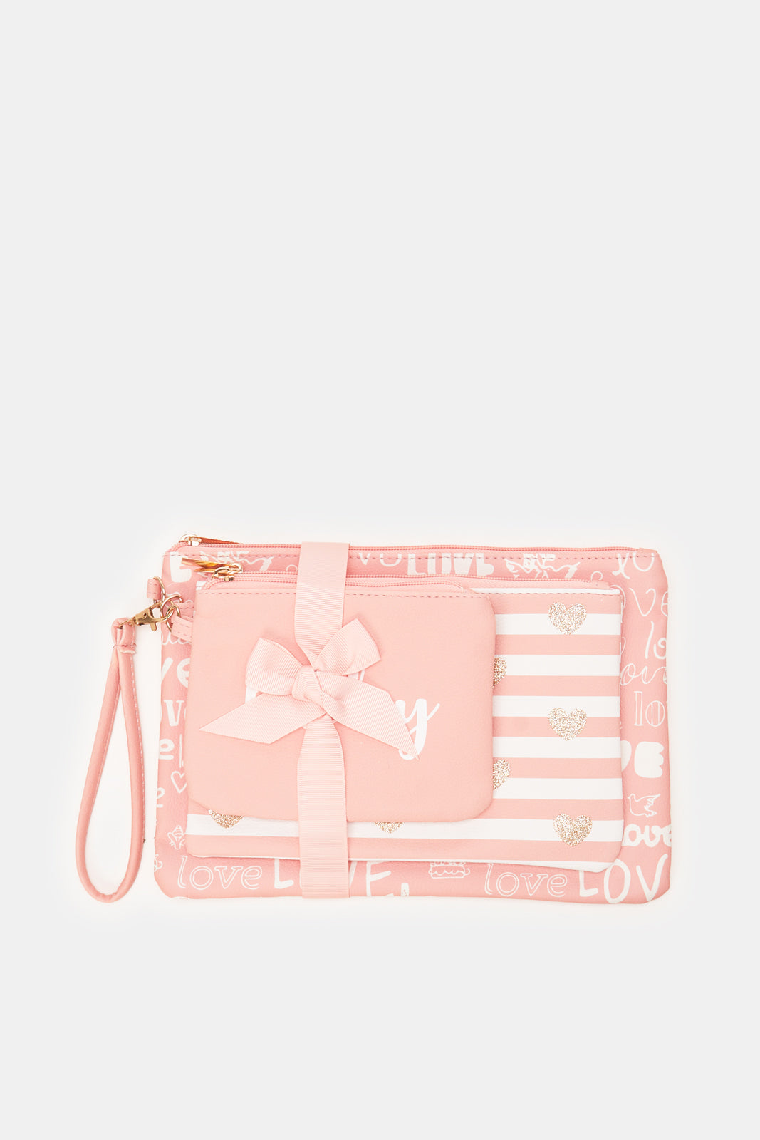 

Women Pink Printed Cosmetic Bag (Pack of 3)