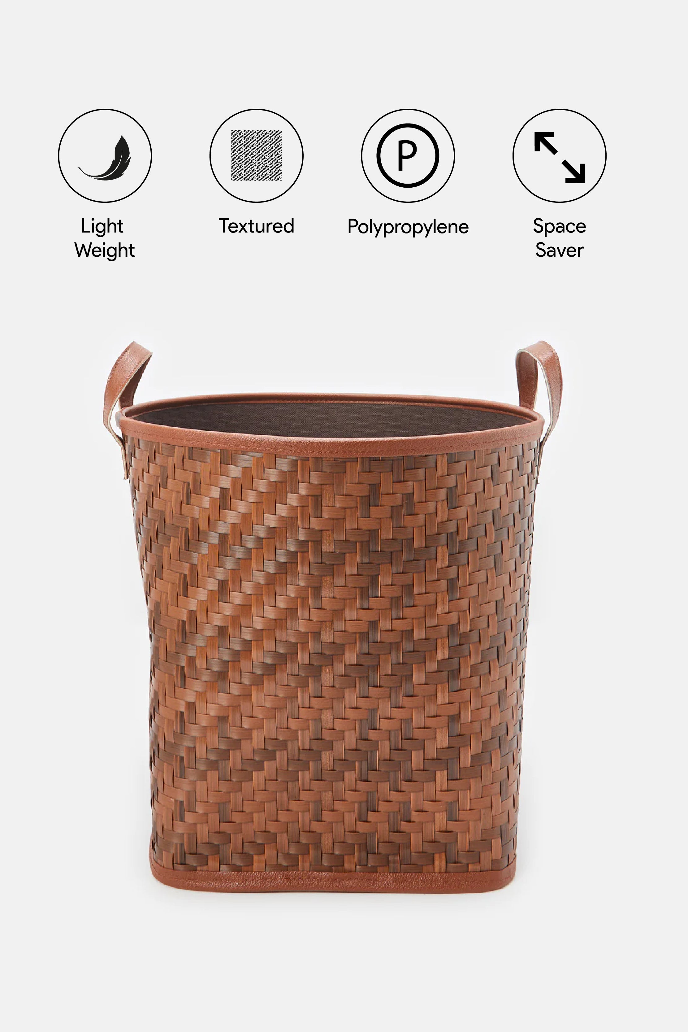 

Brown Textured Round Laundry Hamper (Medium)