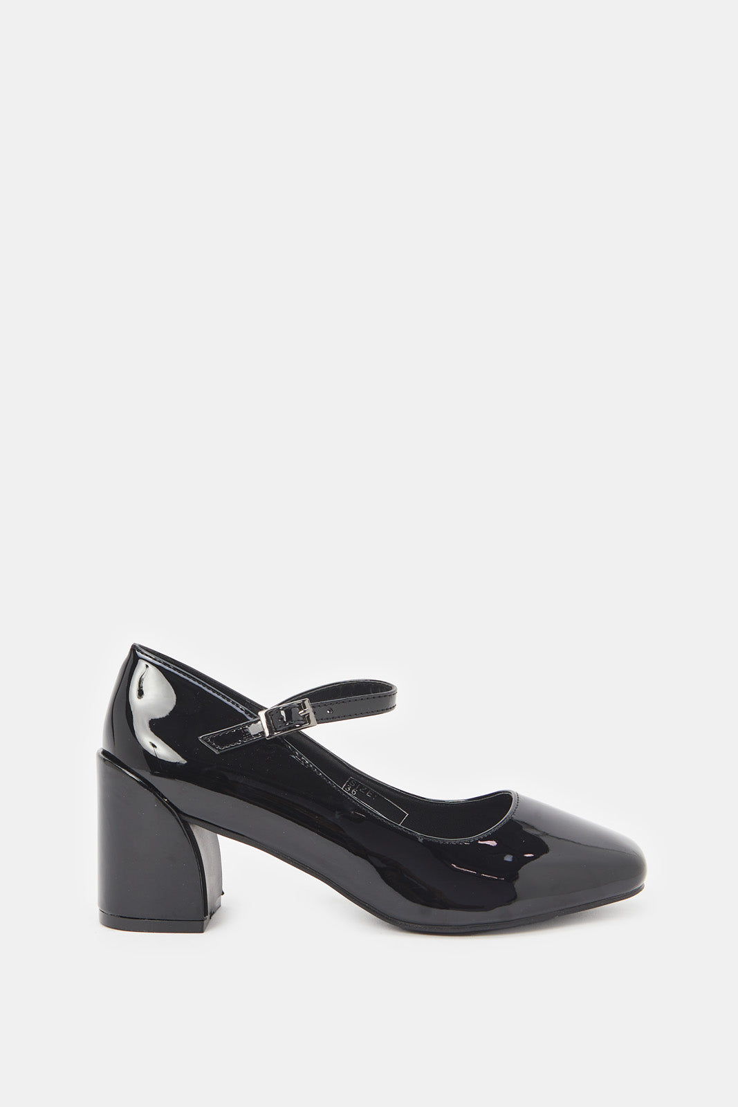 

حذاء ماري جين باللون الأسود اللامع للنساء