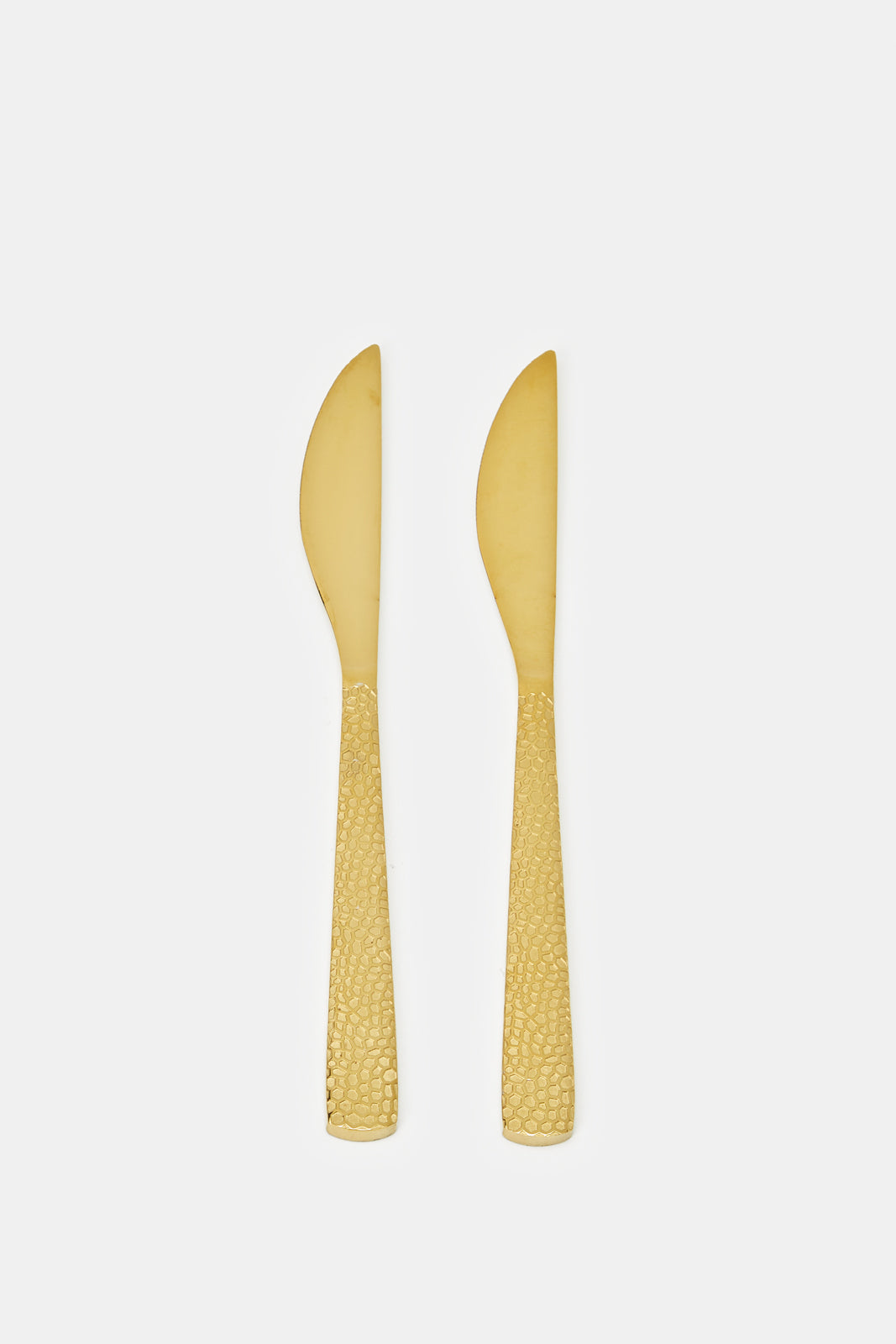 

Gold Dinner Knife Hammered Finish Set (2 Piece)