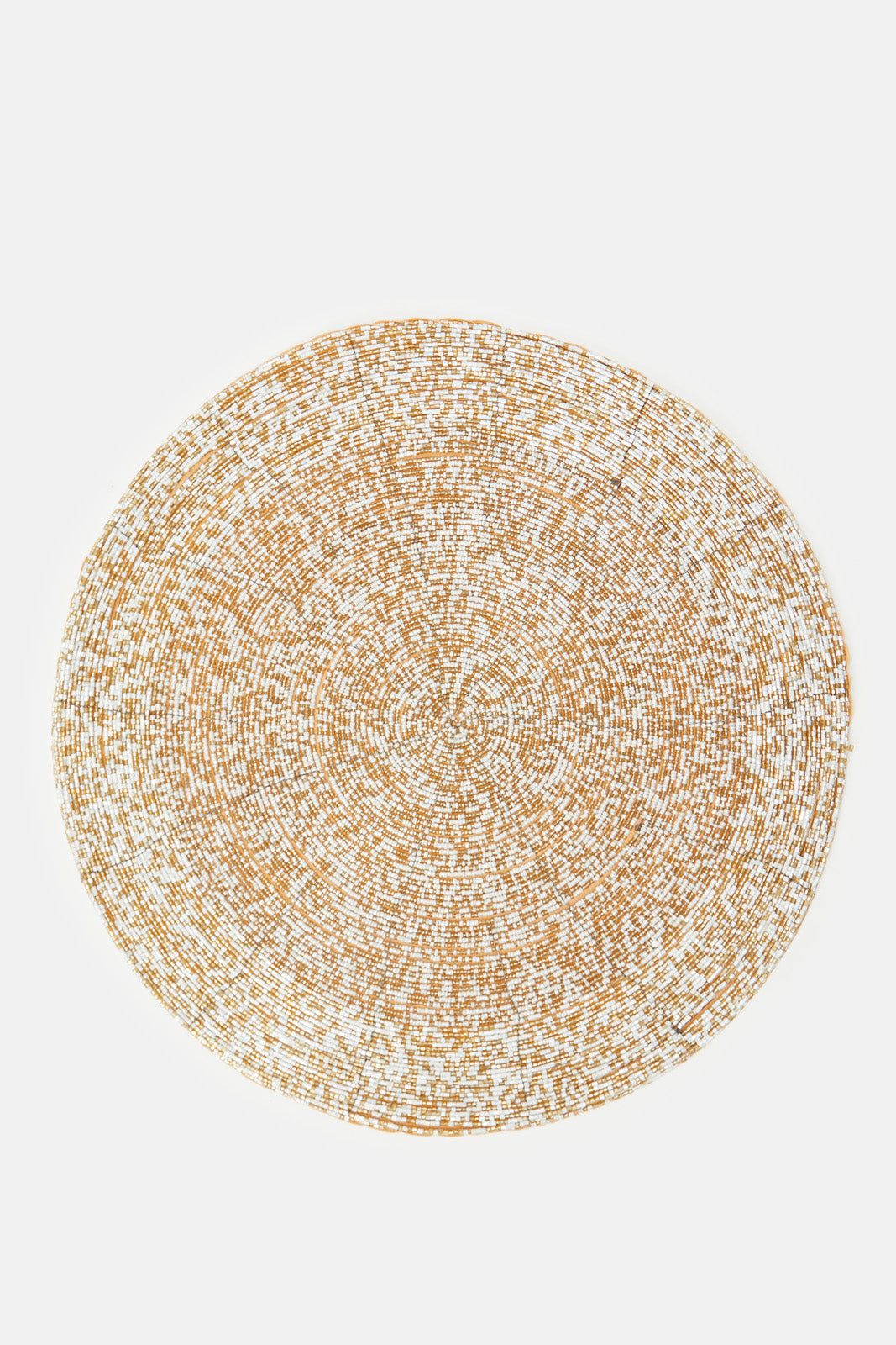 

White And Gold Beaded Round Placemat