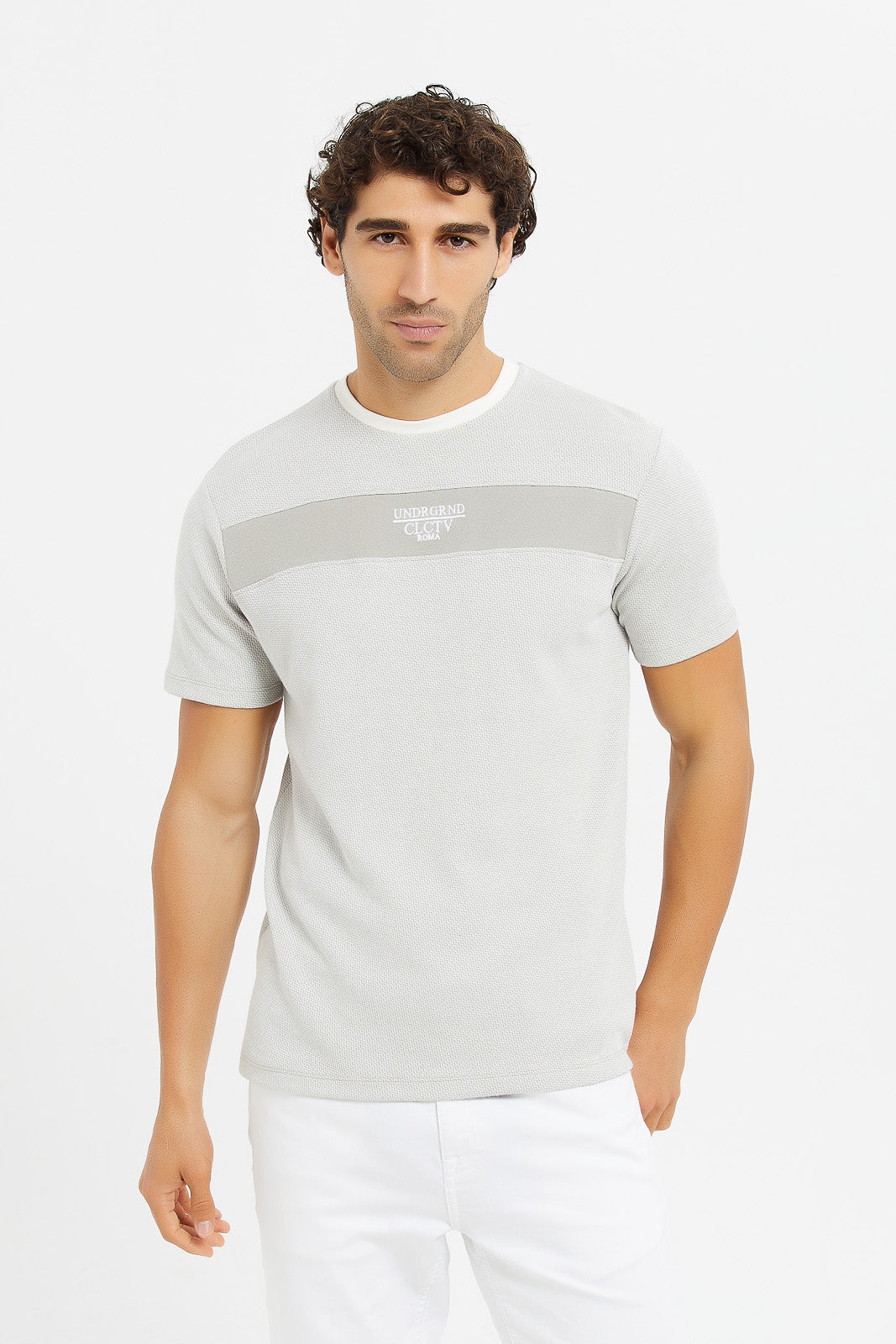 

Men Grey Jacquard T-Shirt