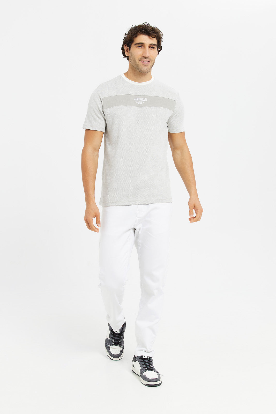 

Men Grey Jacquard T-Shirt