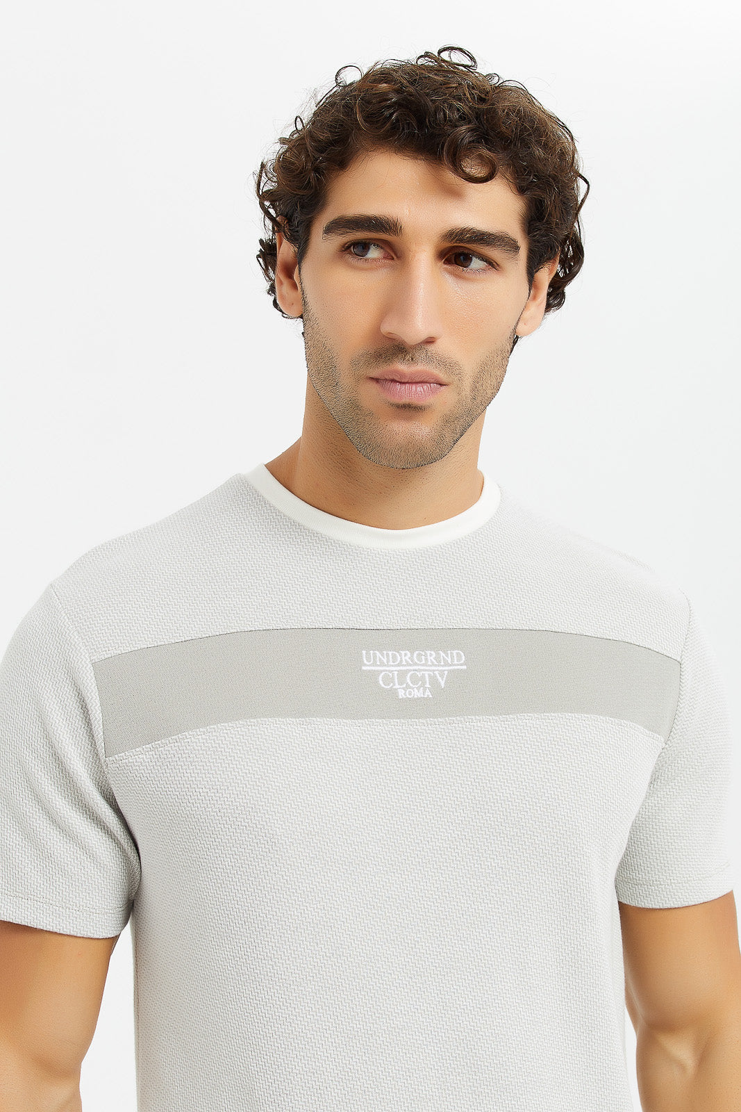 

Men Grey Jacquard T-Shirt