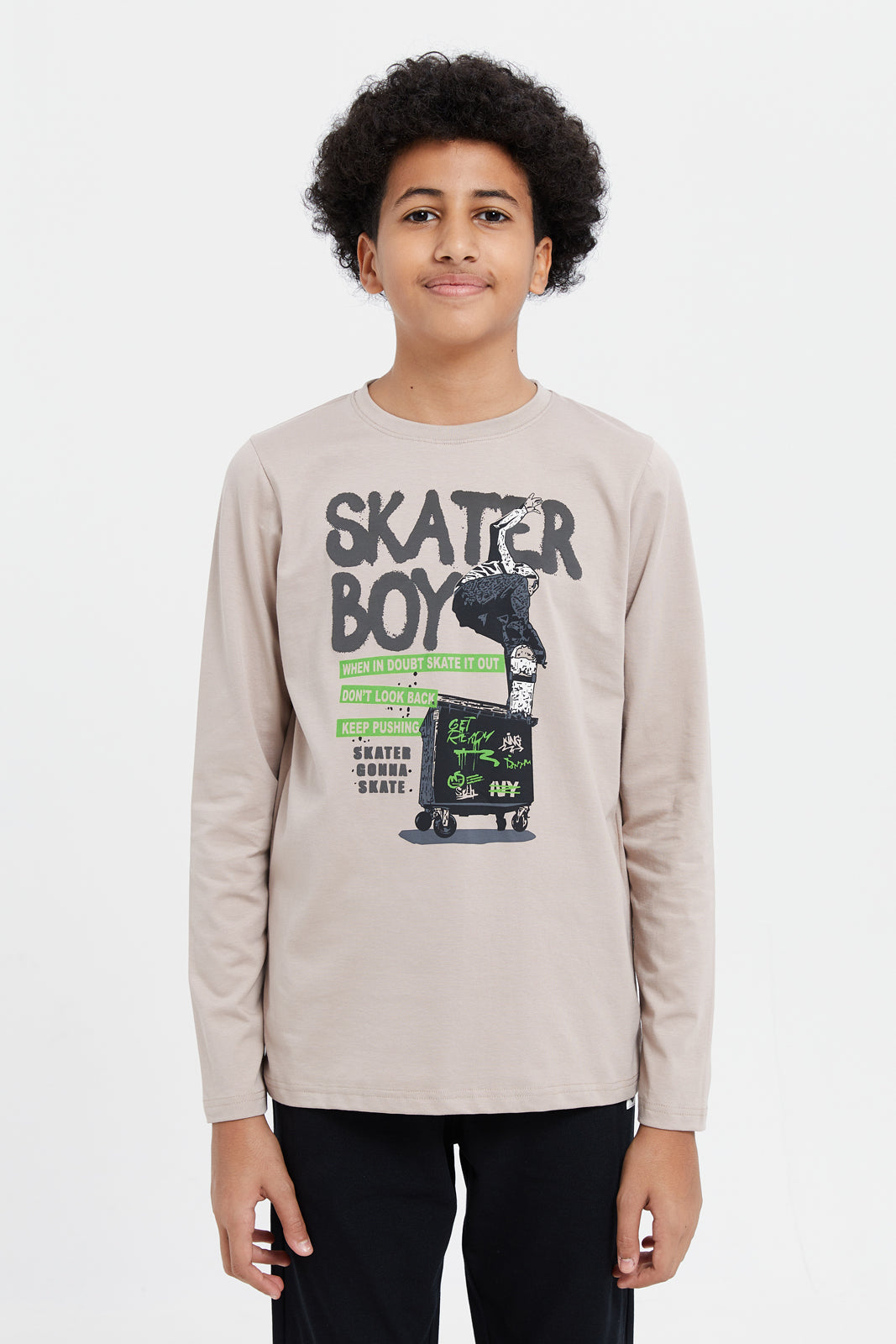 

Senior Boys Ecru Skater Print T-Shirt