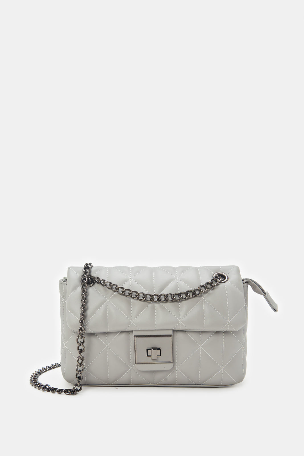 

Women Grey Quilted Cross Body Bag