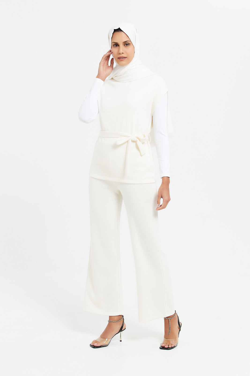 

Women White High Waist Wide Leg Trouser