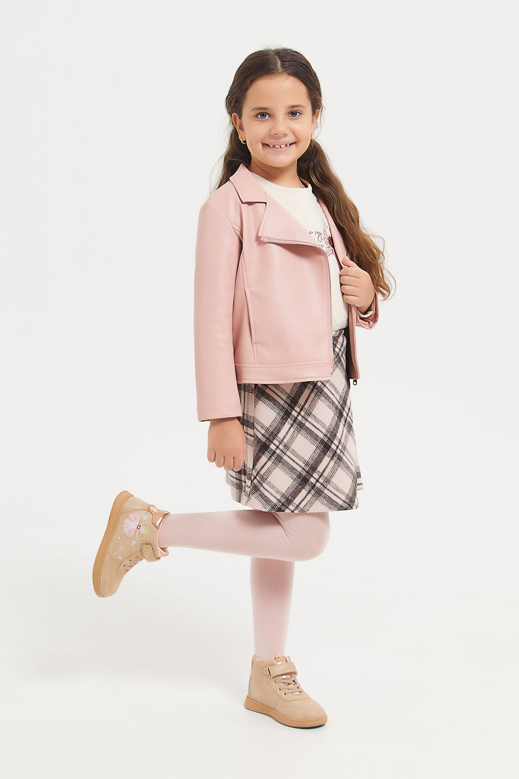 

Girls Pink Pu Jacket