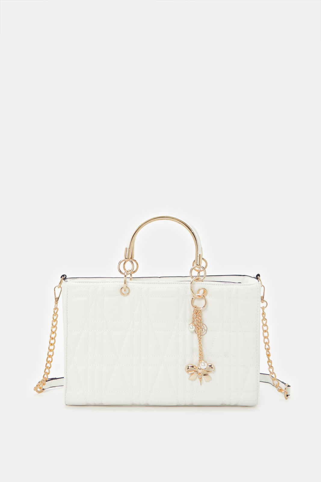 

Women White Embellished Day Bag