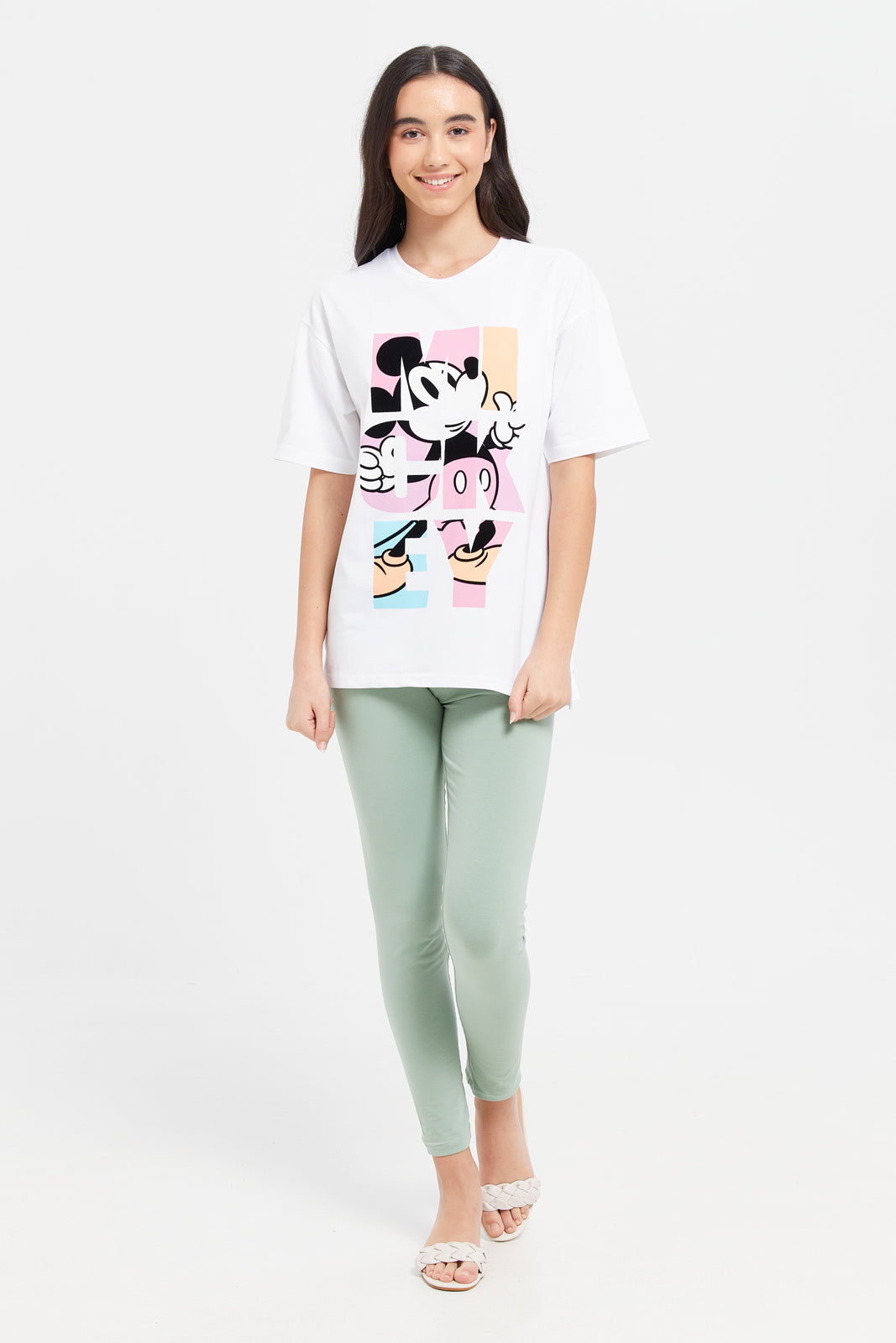 

Senior Girls White Mickey Mouse Oversize T-Shirt