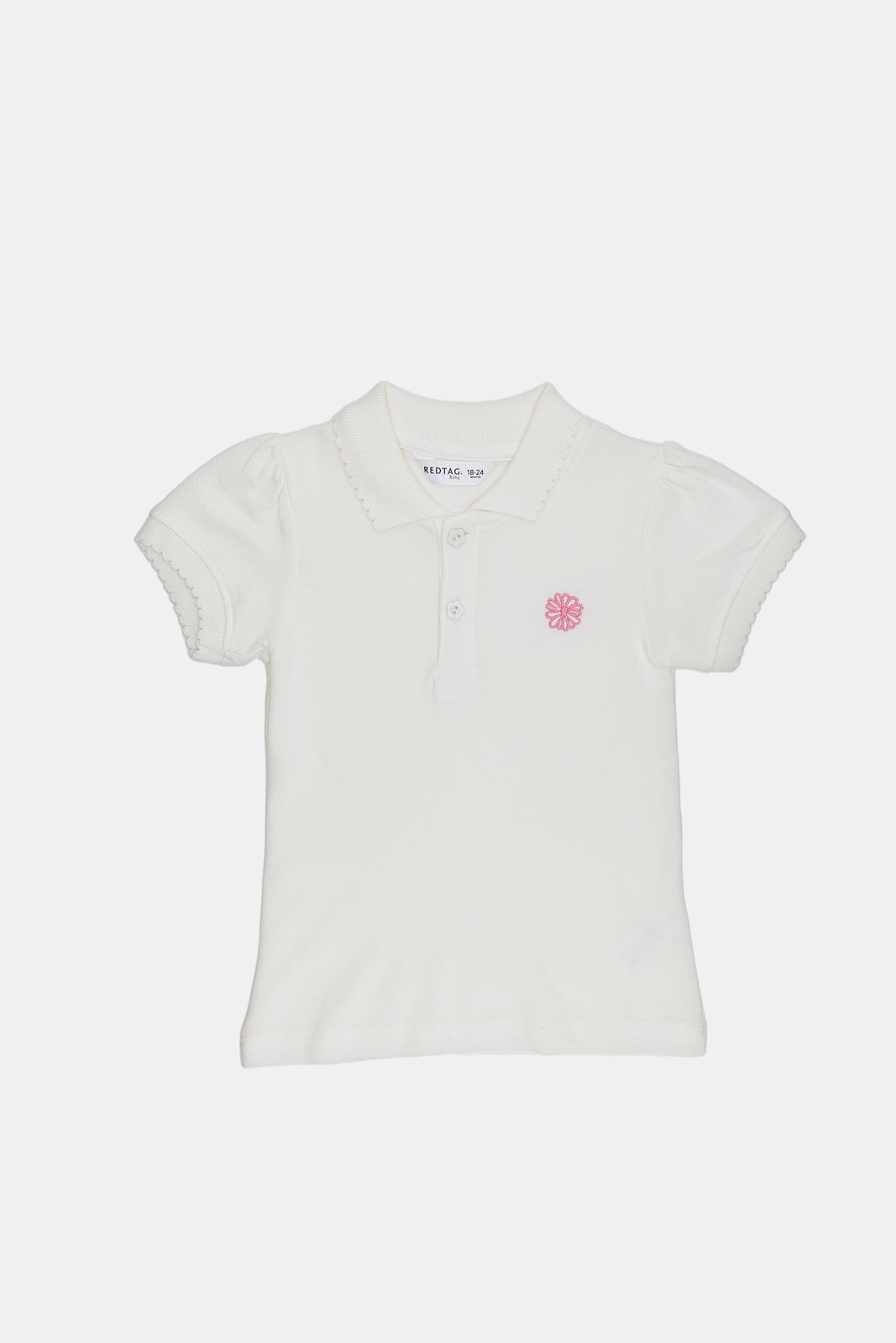 

Infant Girls White Short Sleeve Pique T-Shirt