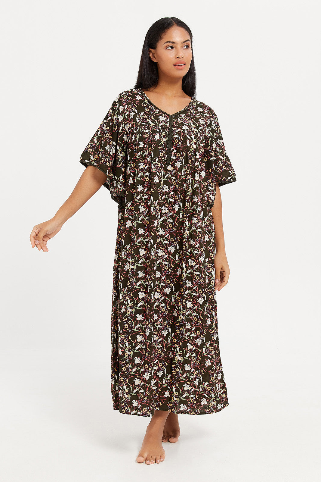 

Womens Olive Printed Nightgown