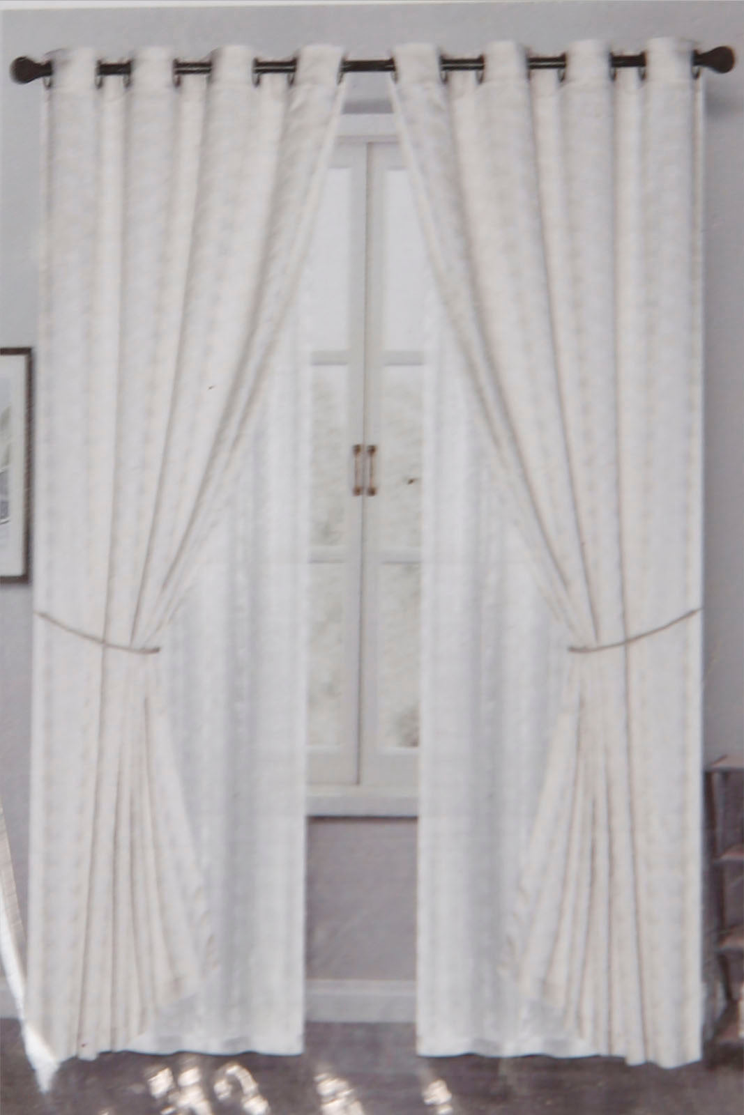 

Beige Geometric Jacquard And Sheer Curtain Set (4 Piece)