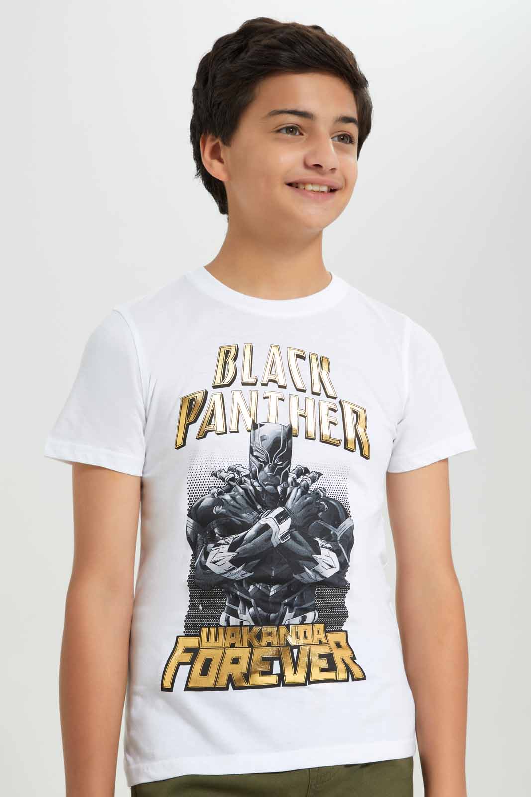 

White Black Panther T-Shirt For Boys