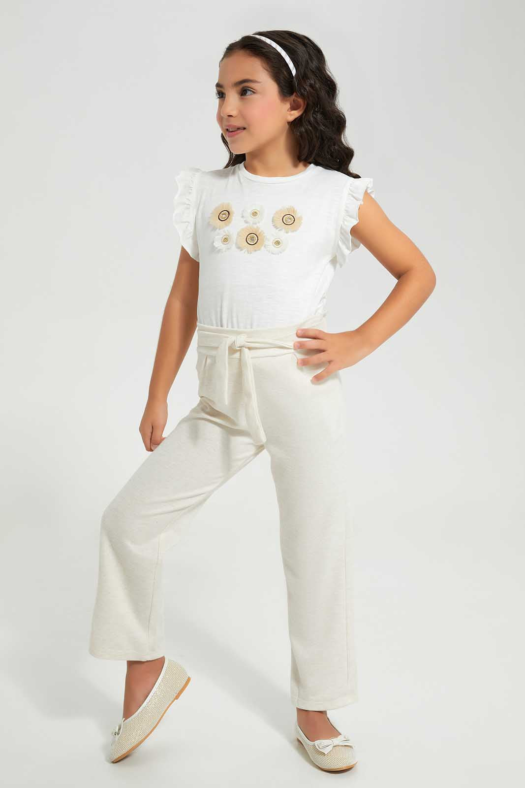 

White Embroidered T-Shirt For Girls