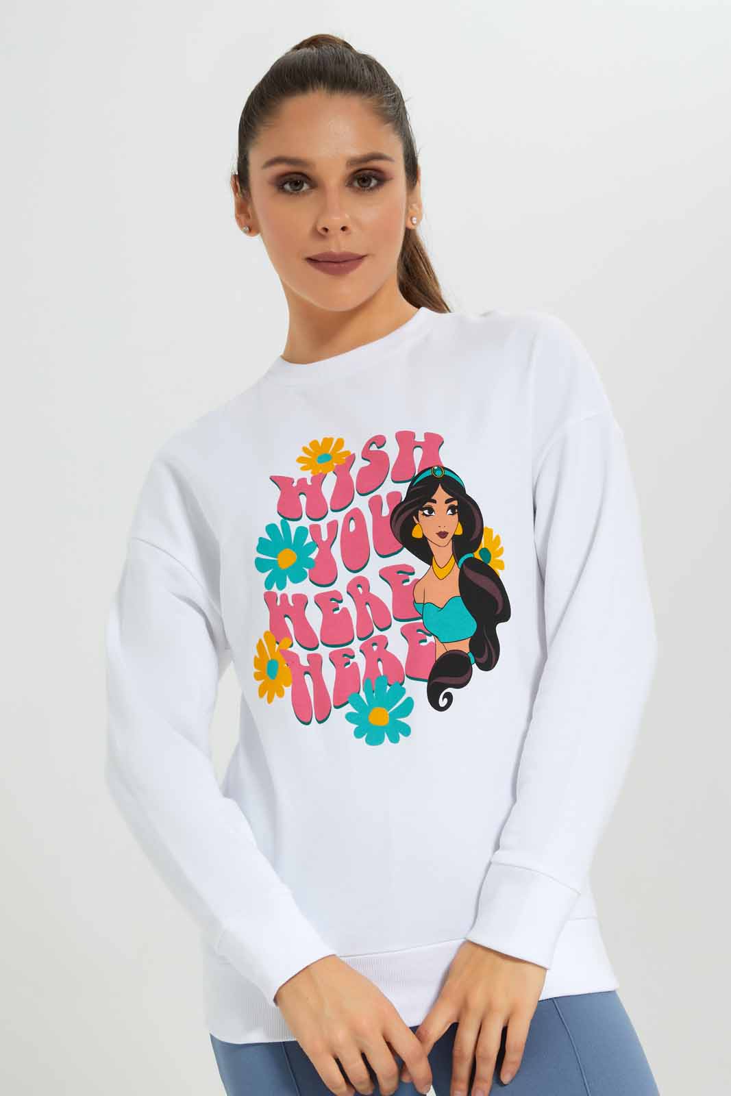 

White Princess Jasmine Sweatshirt For Women