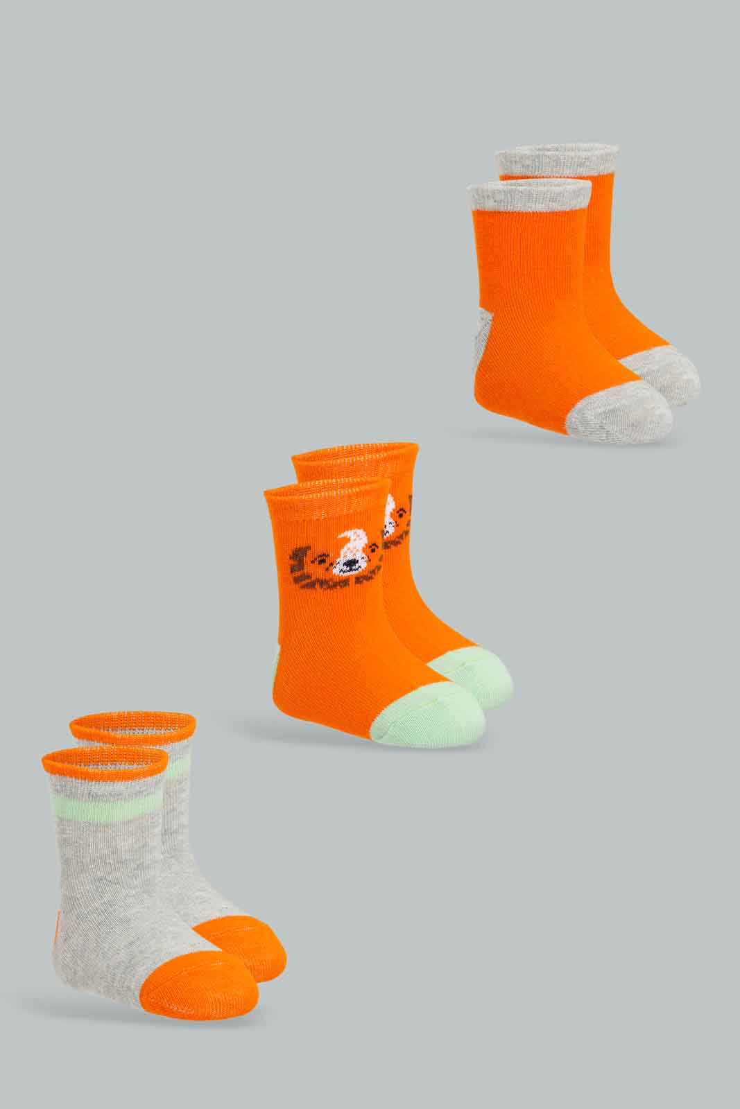 

Baby Boys Orange Tiger Crew Socks Set (Pack of 3)