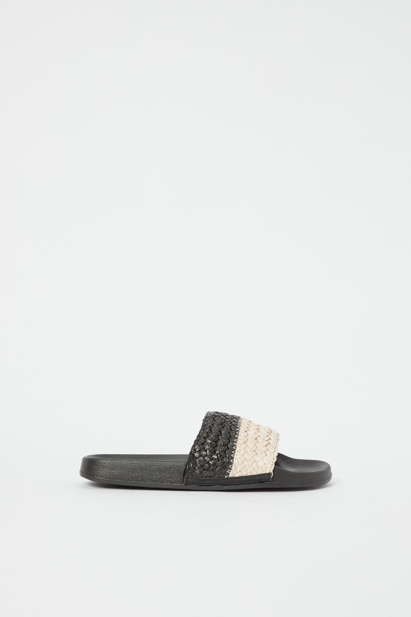 

Women Black Raffia Slide