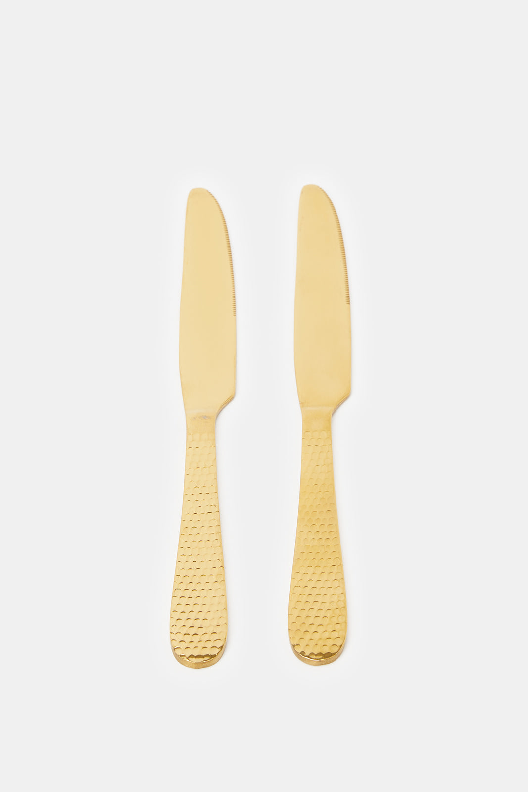 

Gold Dinner Knife Hammered Finish Set (2 Piece)