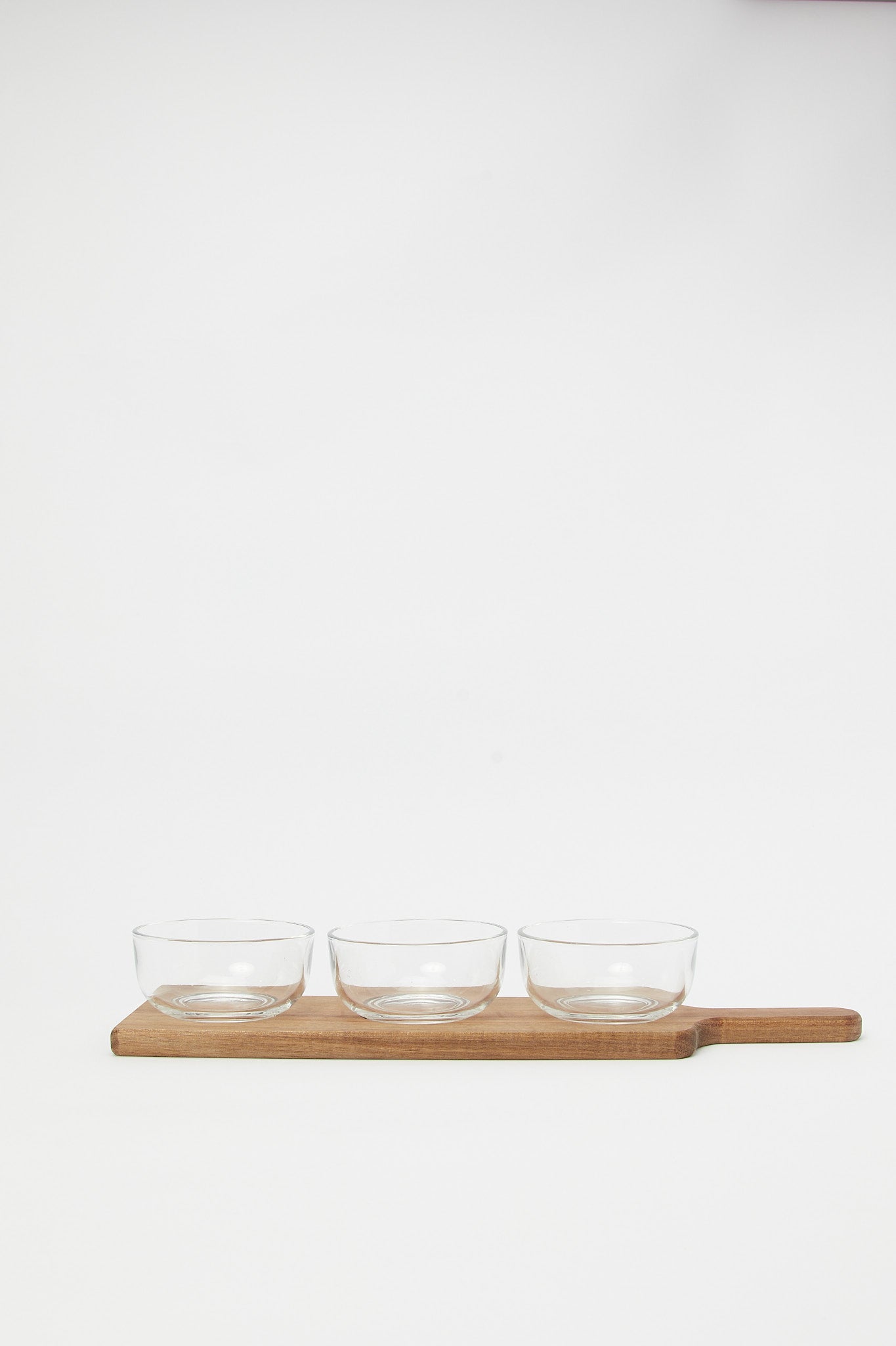 

Clear Glass Serving Set With Wooden Tray (4 Piece)