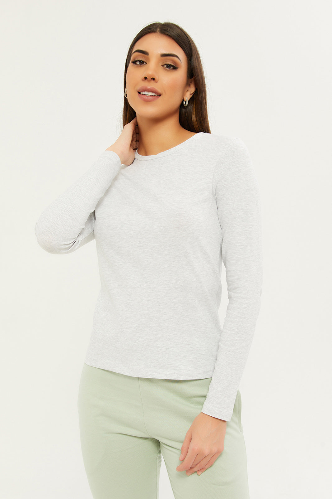 

Women Grey Mélange Long Sleeve T-Shirt