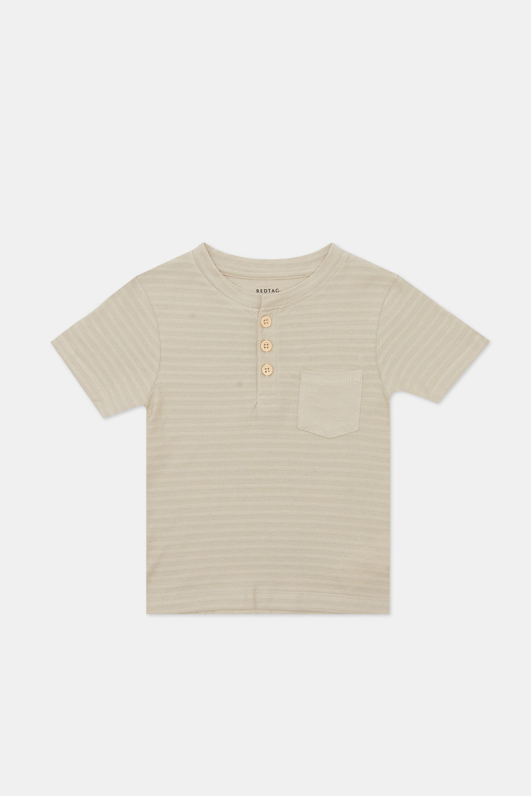 

Infant Boys Beige Jacquard Henley T-Shirt