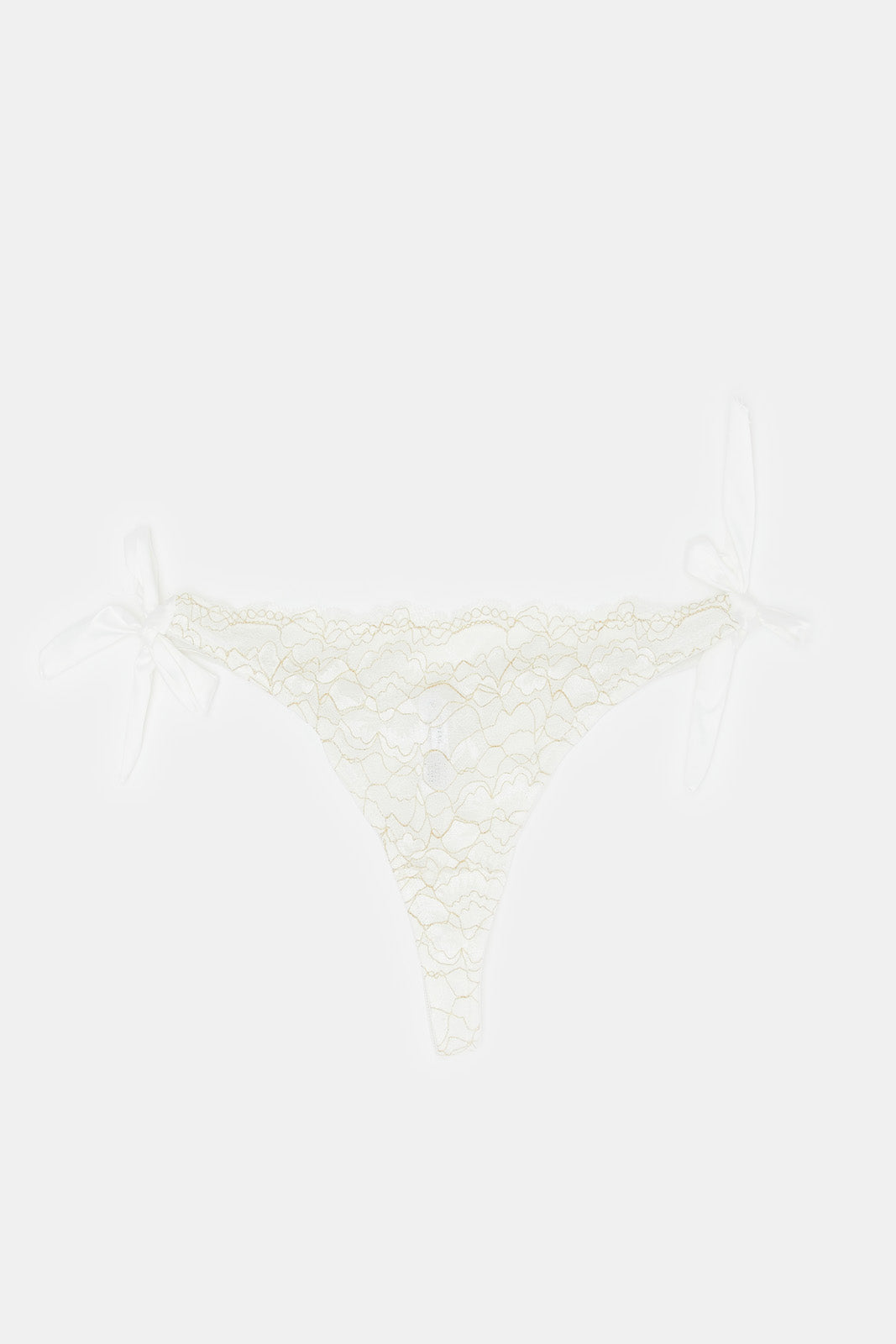 

Women Ivory Satin And Lurex Thong With Side Tying