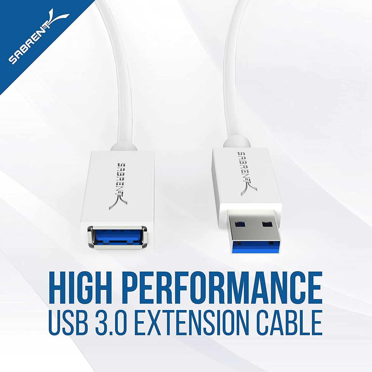 22AWG USB 3.0 Extension Cable - A-Male to A-Female [White] 6 Feet