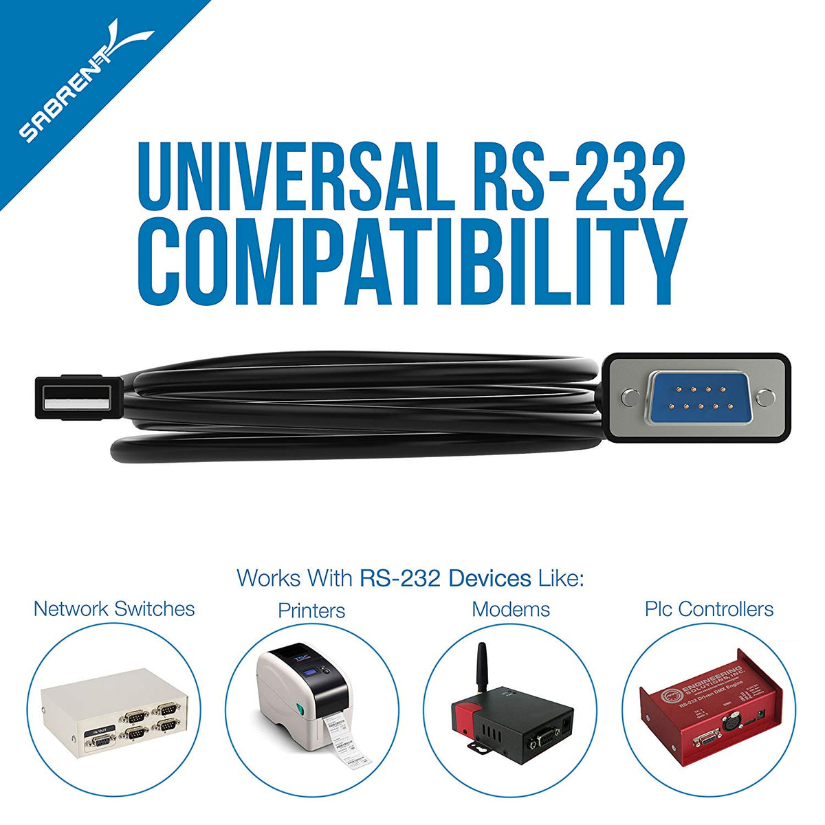 USB 2.0 to Serial (9-Pin) DB-9 RS-232 Adapter Cable 6ft Cable