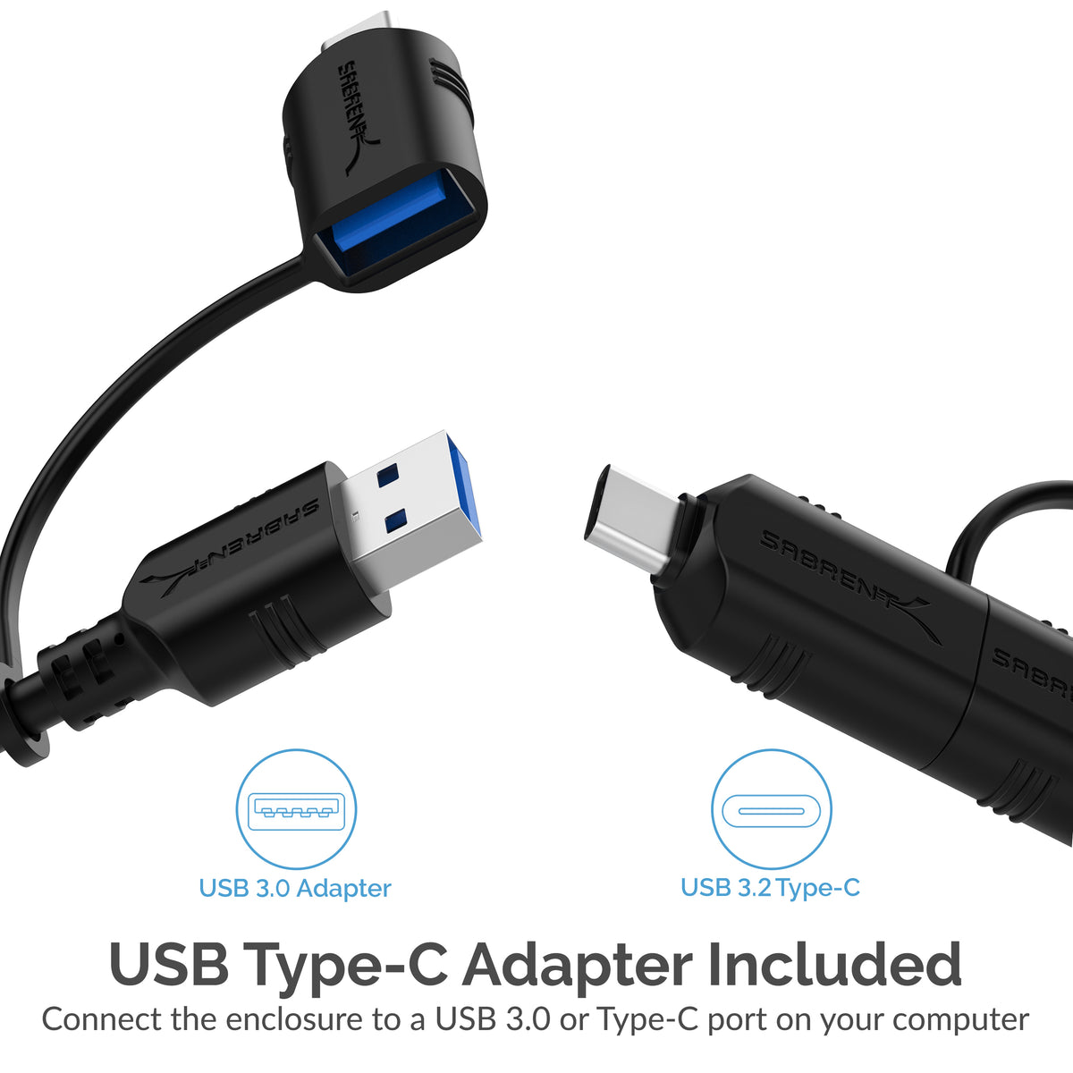 Sabrent USB 3.2 Tool-Free Enclosure for NVMe OCIe M Key M.2 SSD  [BLACK] (EC-TFNB)
