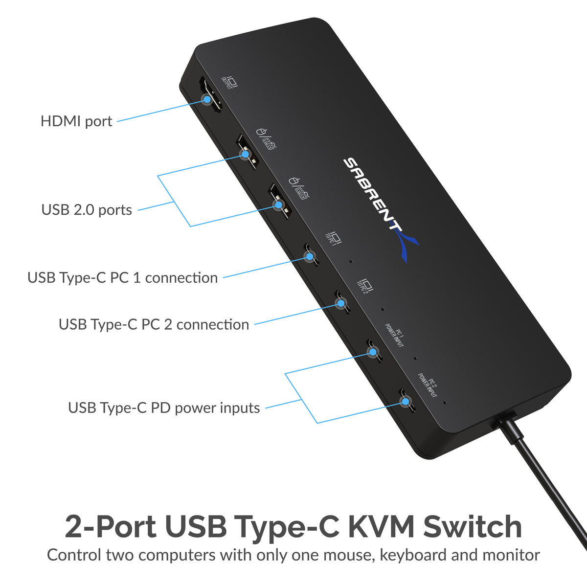 2-Port USB Type-C KVM Switch