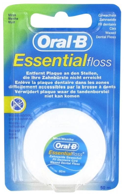 Trekker draadloze Keelholte Oral-B Essential Floss Waxed Dental Floss Mint Taste 50m