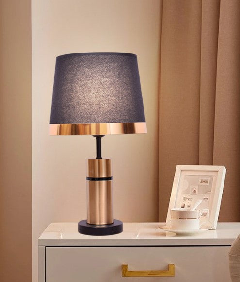 Desk Table Lamp with Black Fabric Shade Gold Base for Home and Office Use