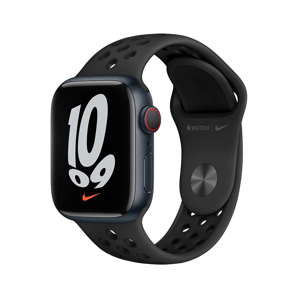 Apple Watch Nike Series 7 (GPS + Cellular) de 45 mm - Talla única - Caja de aluminio en color medianoche - Correa Nike Sport antracita/negra
