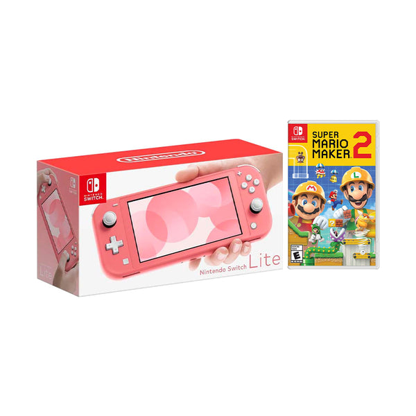 New Nintendo Switch Lite Coral with Super Mario Maker 2 NS Game – CyberGamers