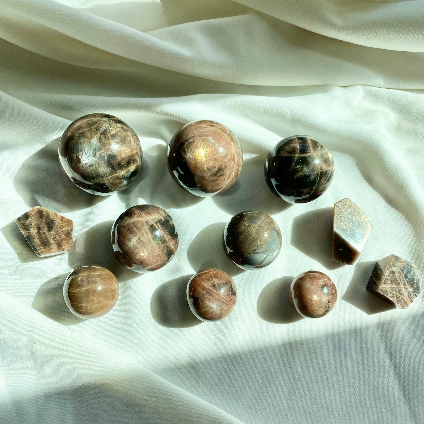 Black Sunstone Spheres & Free Forme