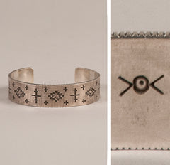 Norbert Peshlakai Sterling Silver cuff and mark