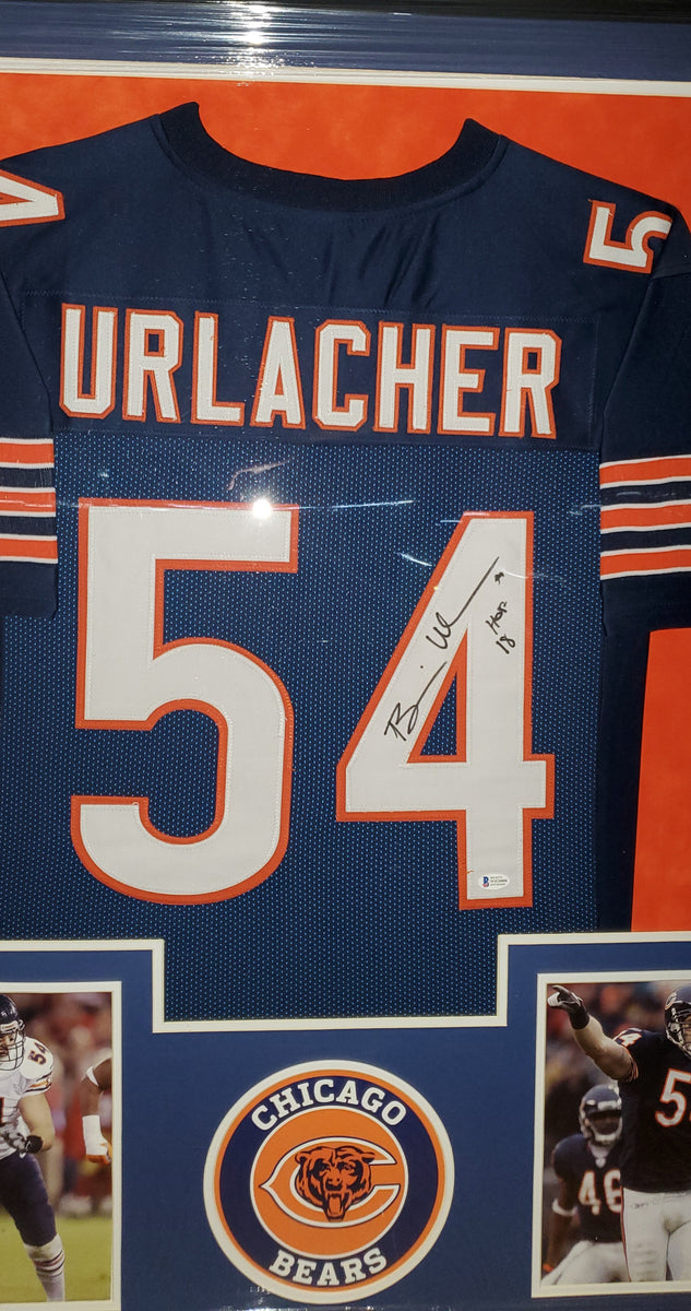 Brian Urlacher Chicago Bears Autograph Signed Custom Framed Jersey Suede Matted 4 Pic HOF INSCRIBED JSA Witnessed Certified 