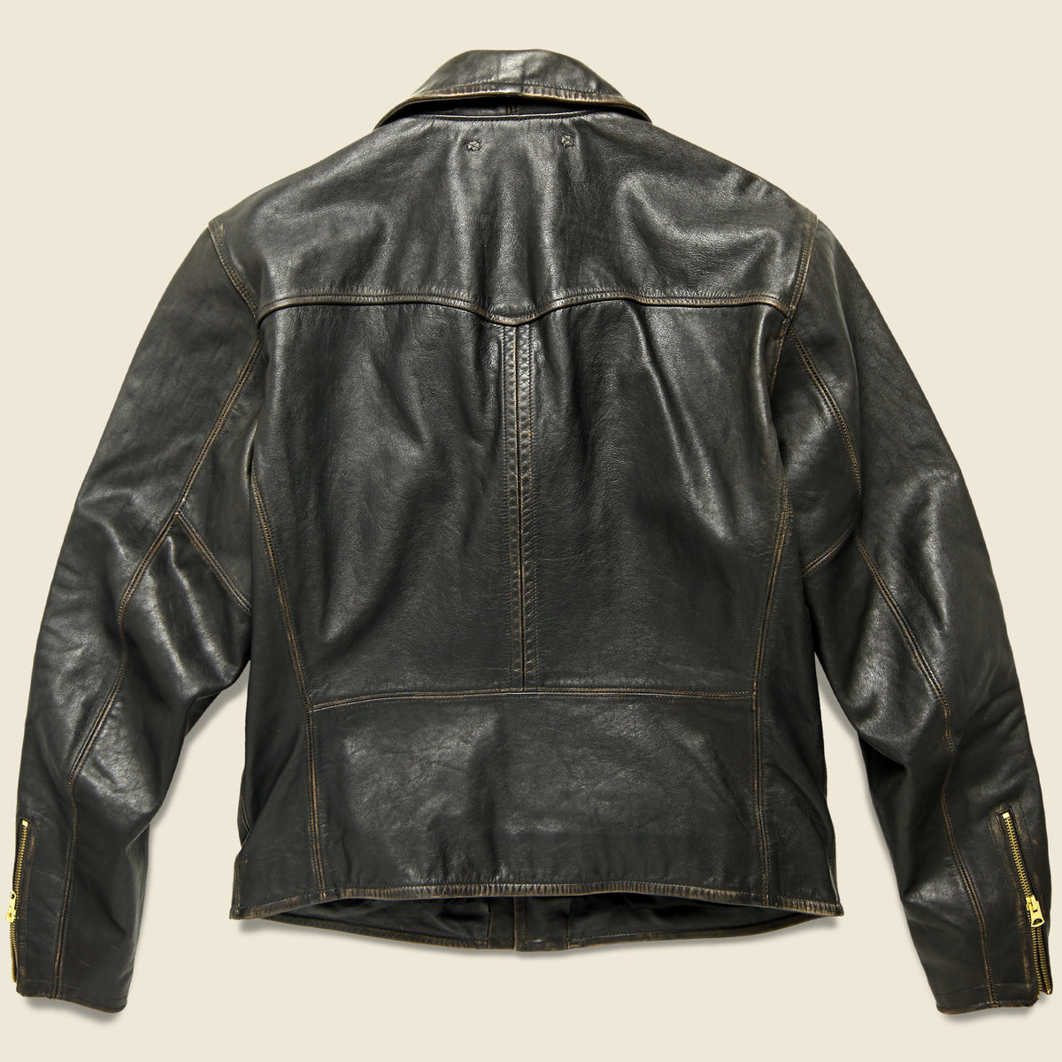 Leather Moto Jacket - Black/Brown
