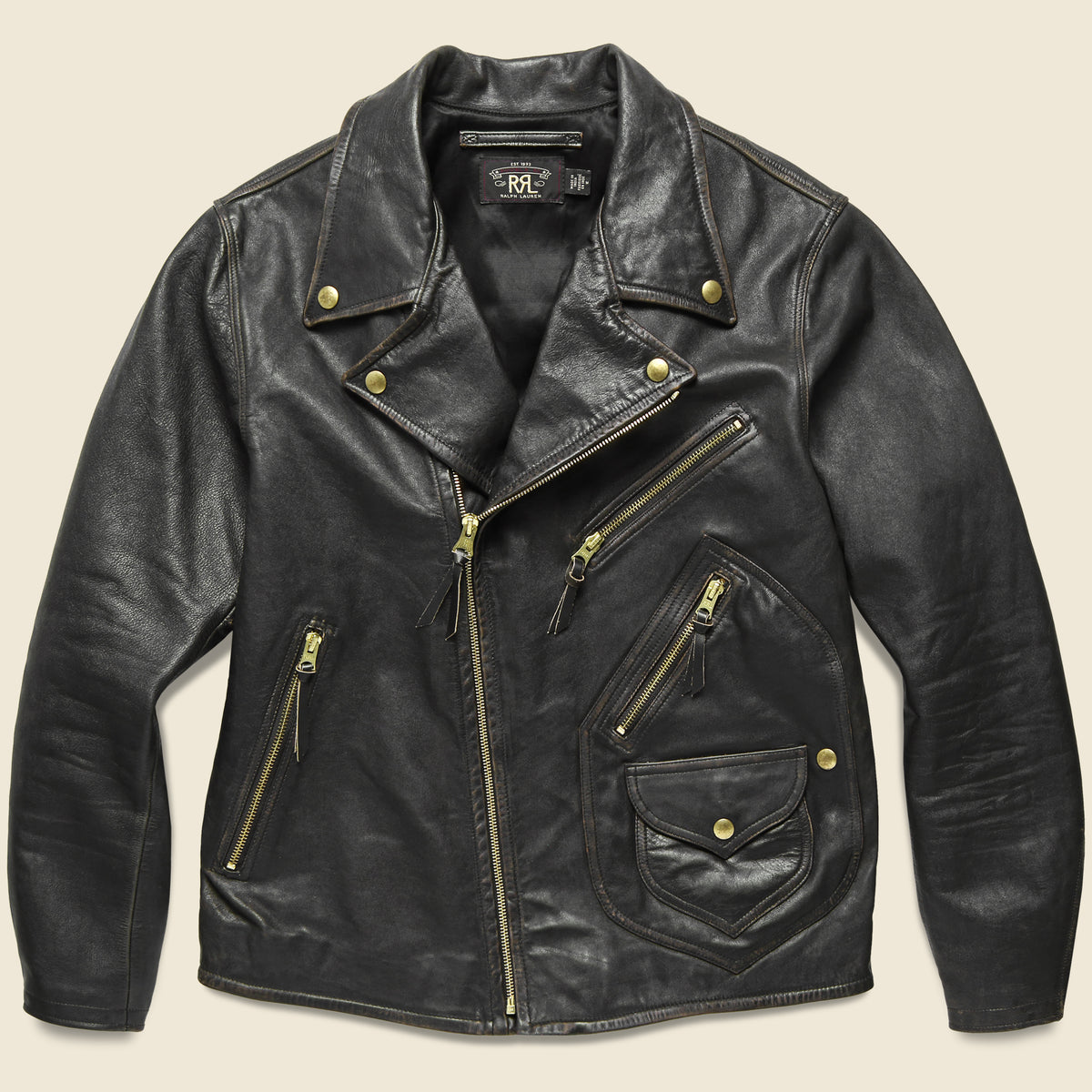 rrl slim fit leather jacket