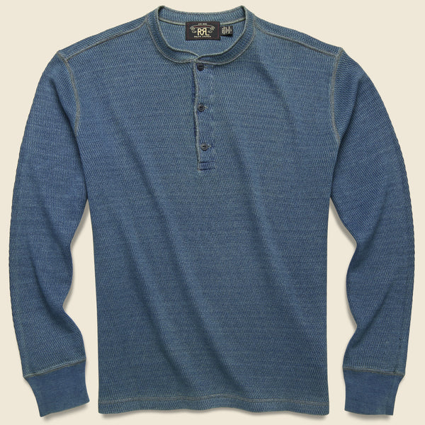 Jacquard-Knit Henley - Indigo