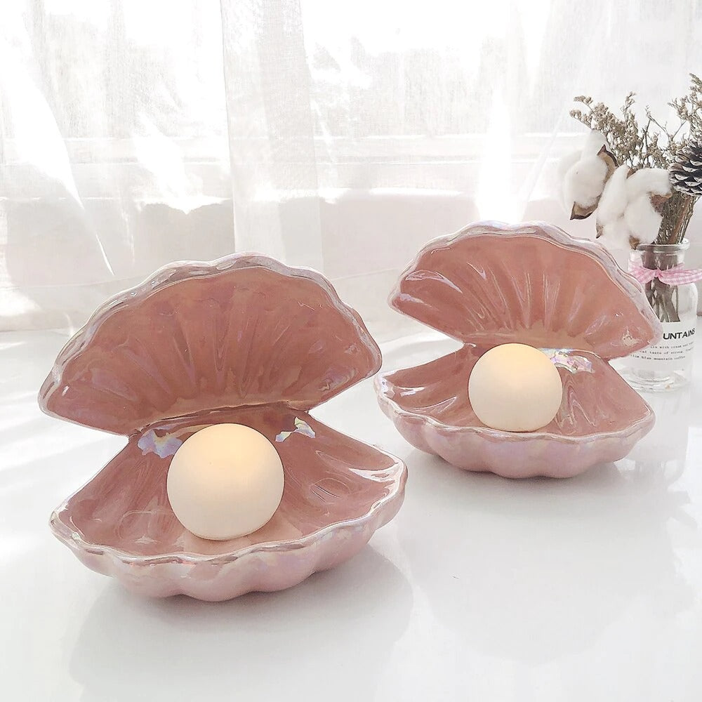 ceramic shell with pearl night light