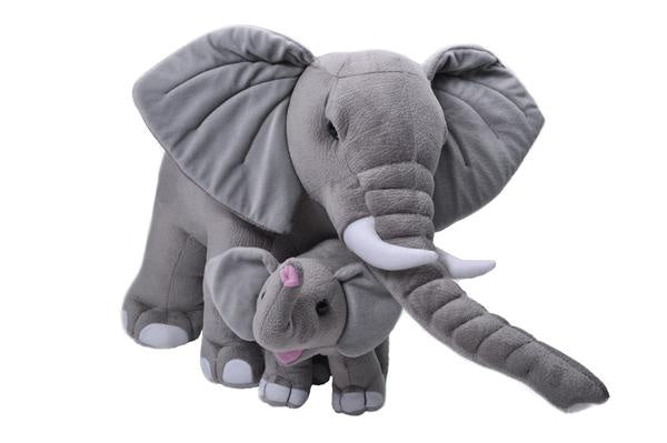 Miniatuur natuurlijk Overeenkomstig knuffel Olifant 40 cm junior pluche grijs 2-delig